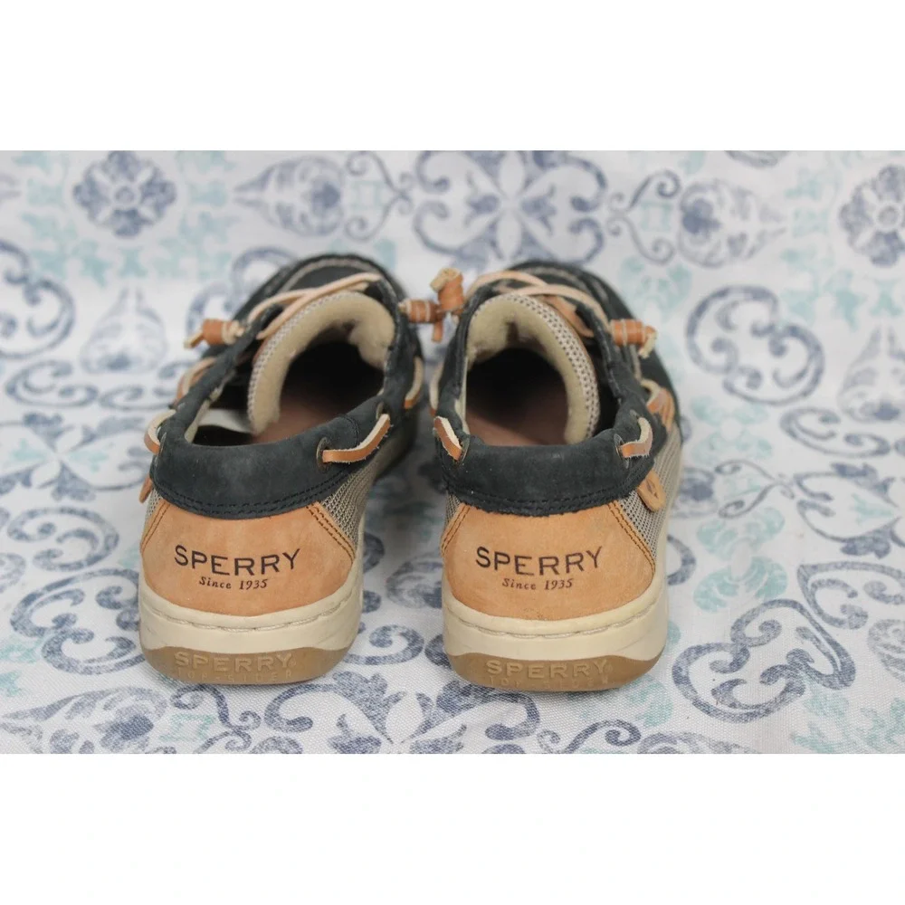 Sperry‎ Top Sider Boat Shoes Womens 6.5M Navy Tan Mesh Leather Laces
